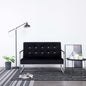 Tweezitsbank met armleuningen chroom en fluweel zwart