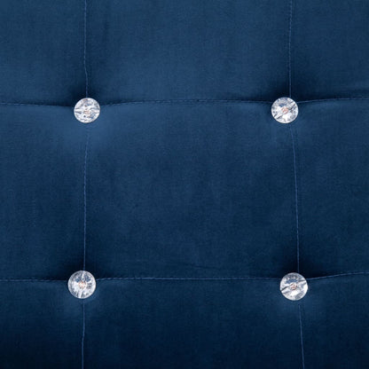 Tweezitsbank met armleuningen chroom en fluweel blauw