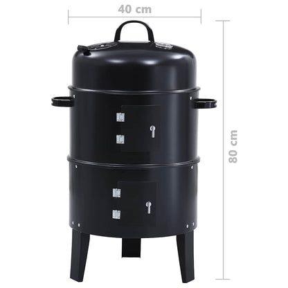 Houtskoolroker barbecue-grill 3-in-1 40x80 cm
