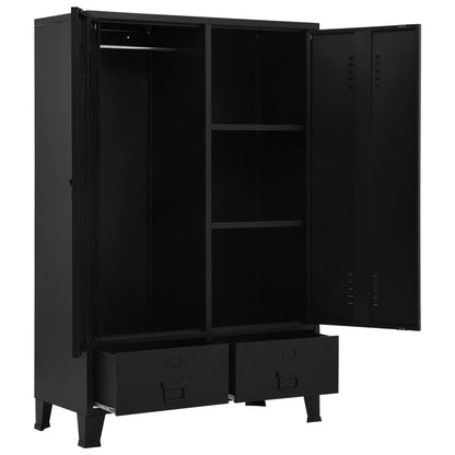 Kledingkast industrieel 90x40x140 cm staal zwart