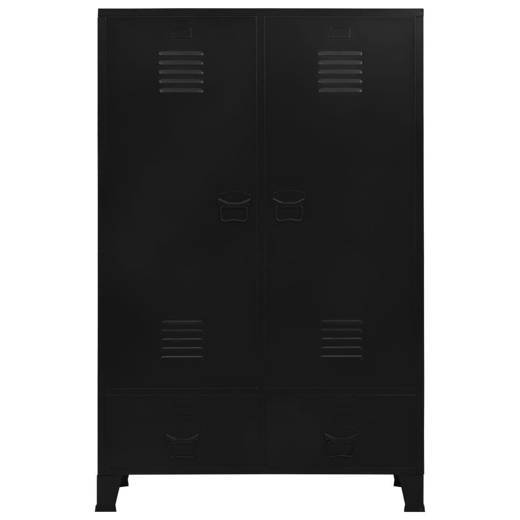 Kledingkast industrieel 90x40x140 cm staal zwart
