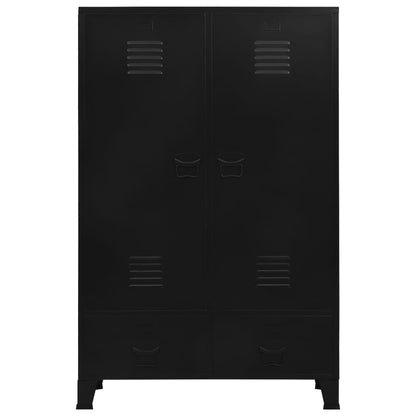 Kledingkast industrieel 90x40x140 cm staal zwart