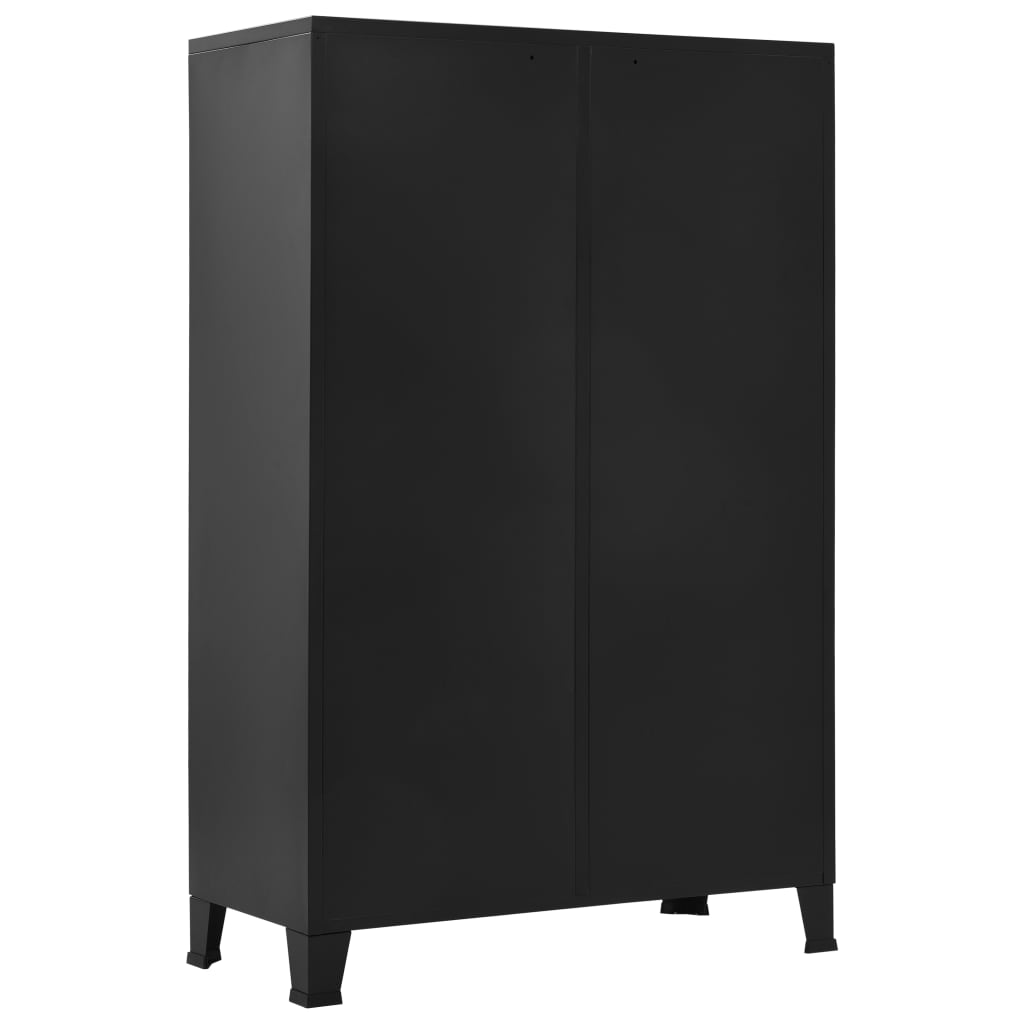 Kledingkast industrieel 90x40x140 cm staal zwart
