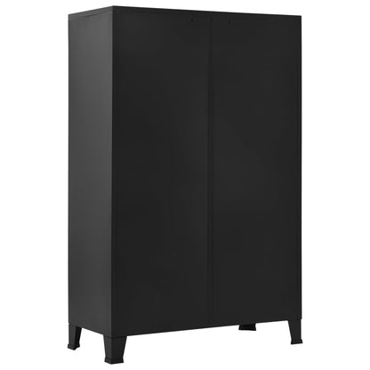 Kledingkast industrieel 90x40x140 cm staal zwart