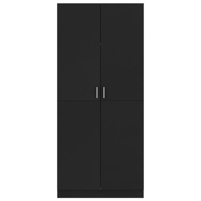 Kledingkast 80x52x180 cm bewerkt hout zwart