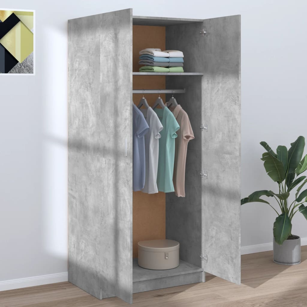 Kledingkast 80x52x180 cm bewerkt hout betongrijs