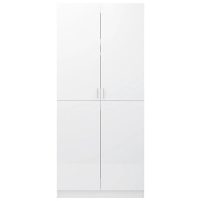 Kledingkast 90x52x200 cm bewerkt hout hoogglans wit