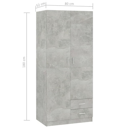 Kledingkast 80x52x180 cm bewerkt hout betongrijs