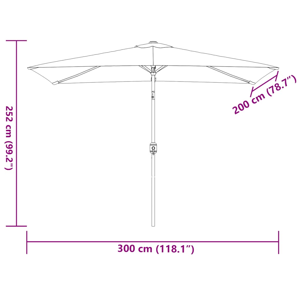 Parasol met metalen paal 300x200 cm zwart
