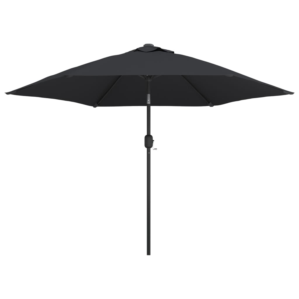 Parasol met LED-verlichting en stalen paal 300 cm zwart