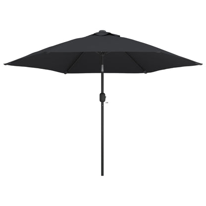 Parasol met LED-verlichting en stalen paal 300 cm zwart