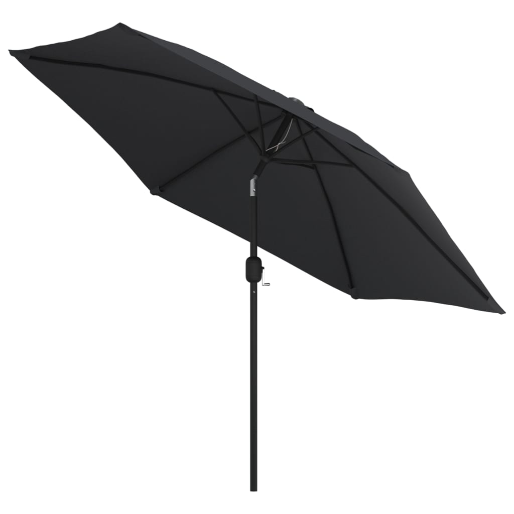 Parasol met LED-verlichting en stalen paal 300 cm zwart