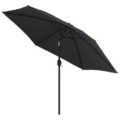 Parasol met LED-verlichting en stalen paal 300 cm zwart