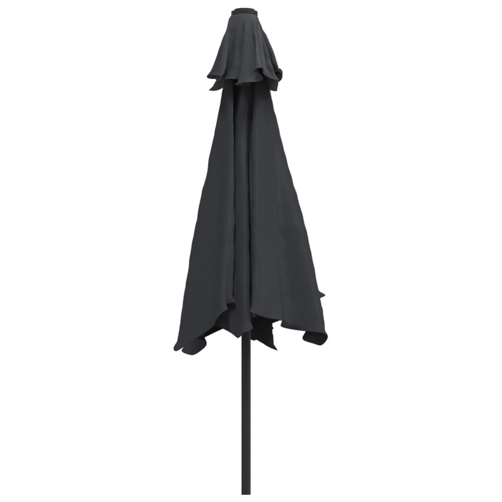 Parasol met LED-verlichting en stalen paal 300 cm zwart