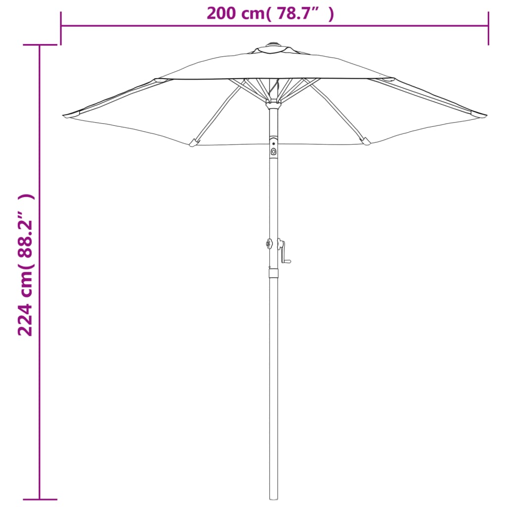 Parasol 200x224 cm aluminium groen