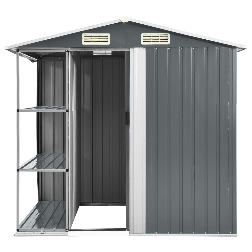 Tuinschuur met rek 205x130x183 cm ijzer grijs