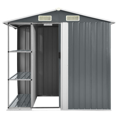 Tuinschuur met rek 205x130x183 cm ijzer grijs