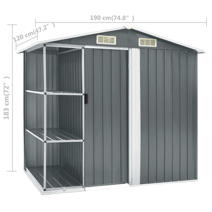 Tuinschuur met rek 205x130x183 cm ijzer grijs