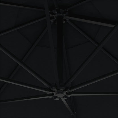 Wandparasol met metalen paal 300 cm zwart