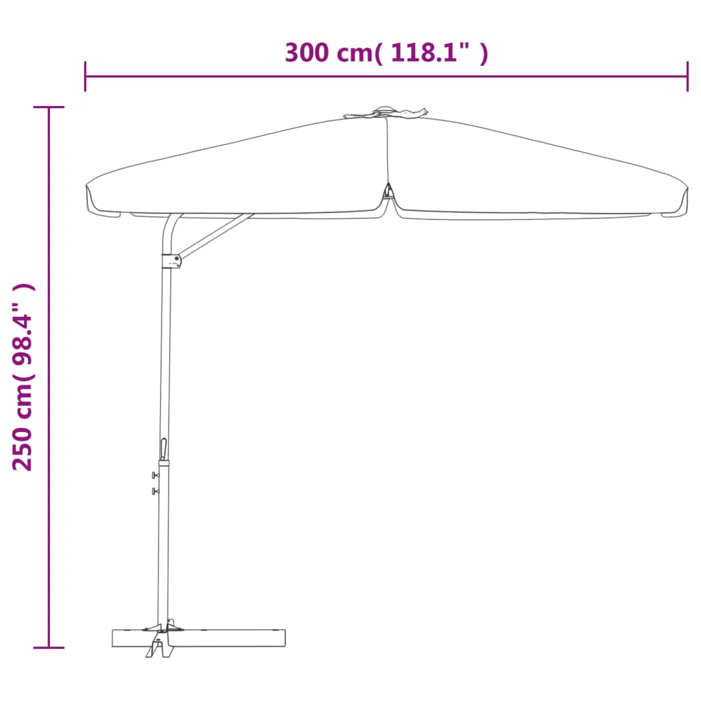 Parasol met stalen paal 300 cm antraciet