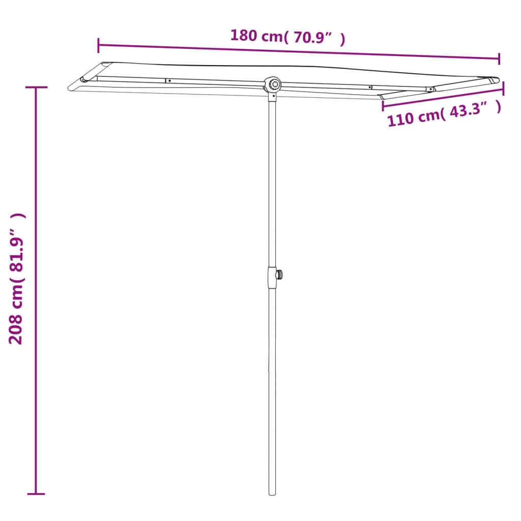 Parasol met aluminium paal 180x110 cm groen