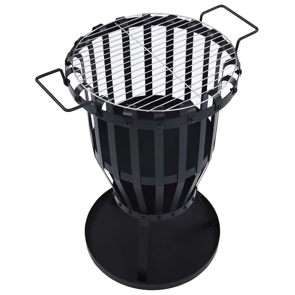 Buiten vuurplaats met barbecuerooster 47,5 cm staal