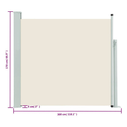Tuinscherm uittrekbaar 170x300 cm crème