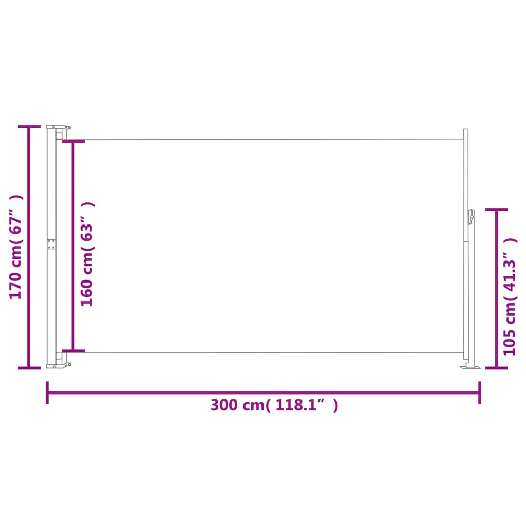 Tuinscherm uittrekbaar 170x300 cm rood
