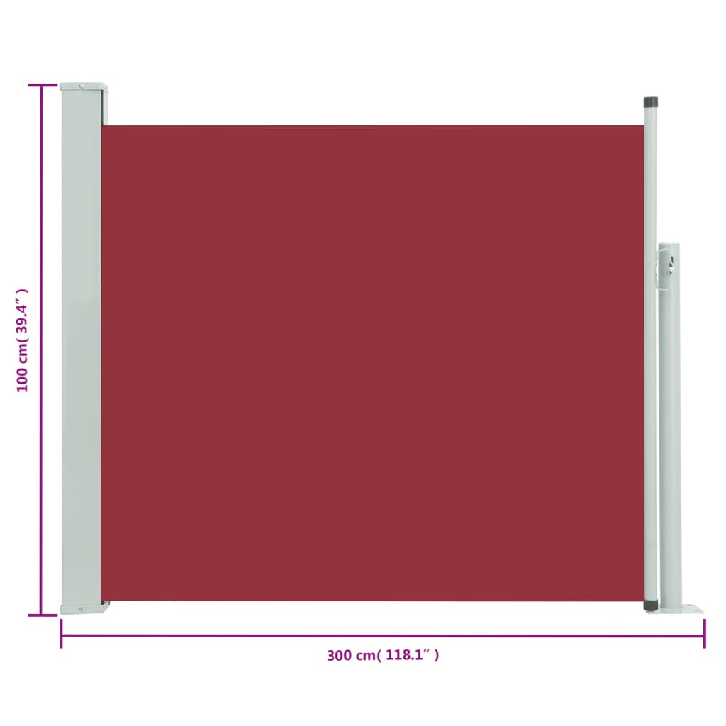 Tuinscherm uittrekbaar 100x300 cm rood