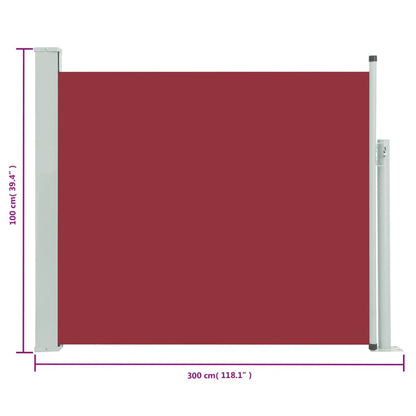 Tuinscherm uittrekbaar 100x300 cm rood