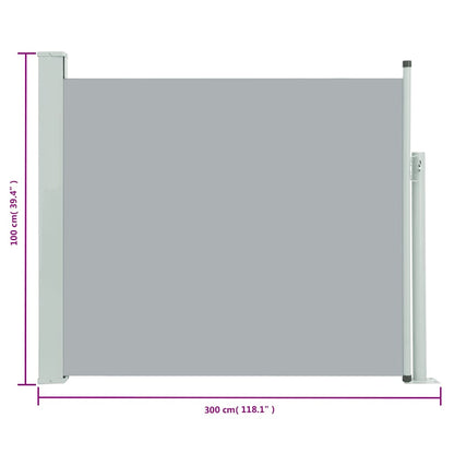 Tuinscherm uittrekbaar 100x300 cm grijs