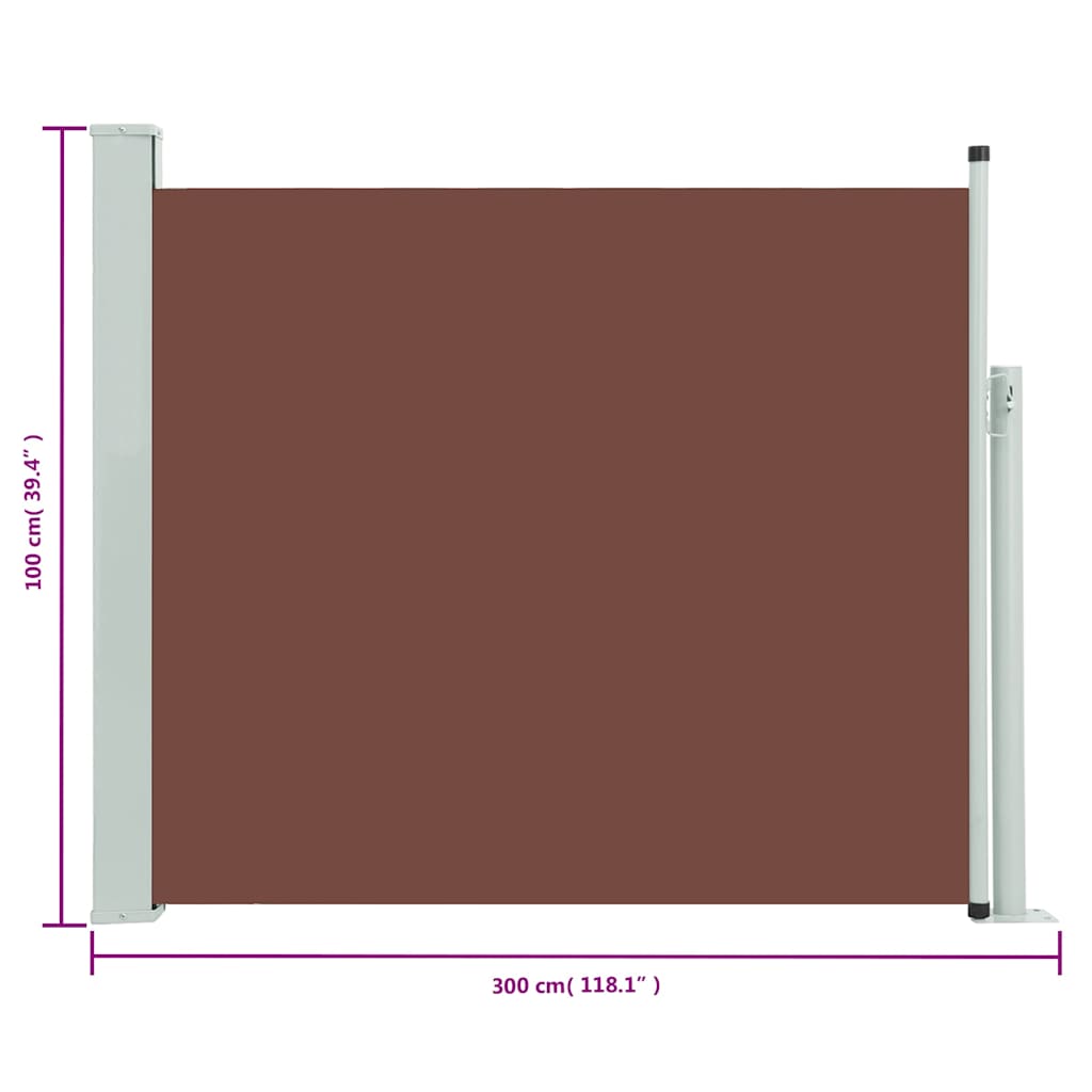 Tuinscherm uittrekbaar 100x300 cm bruin