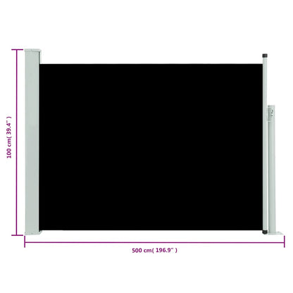 Tuinscherm uittrekbaar 100x500 cm zwart