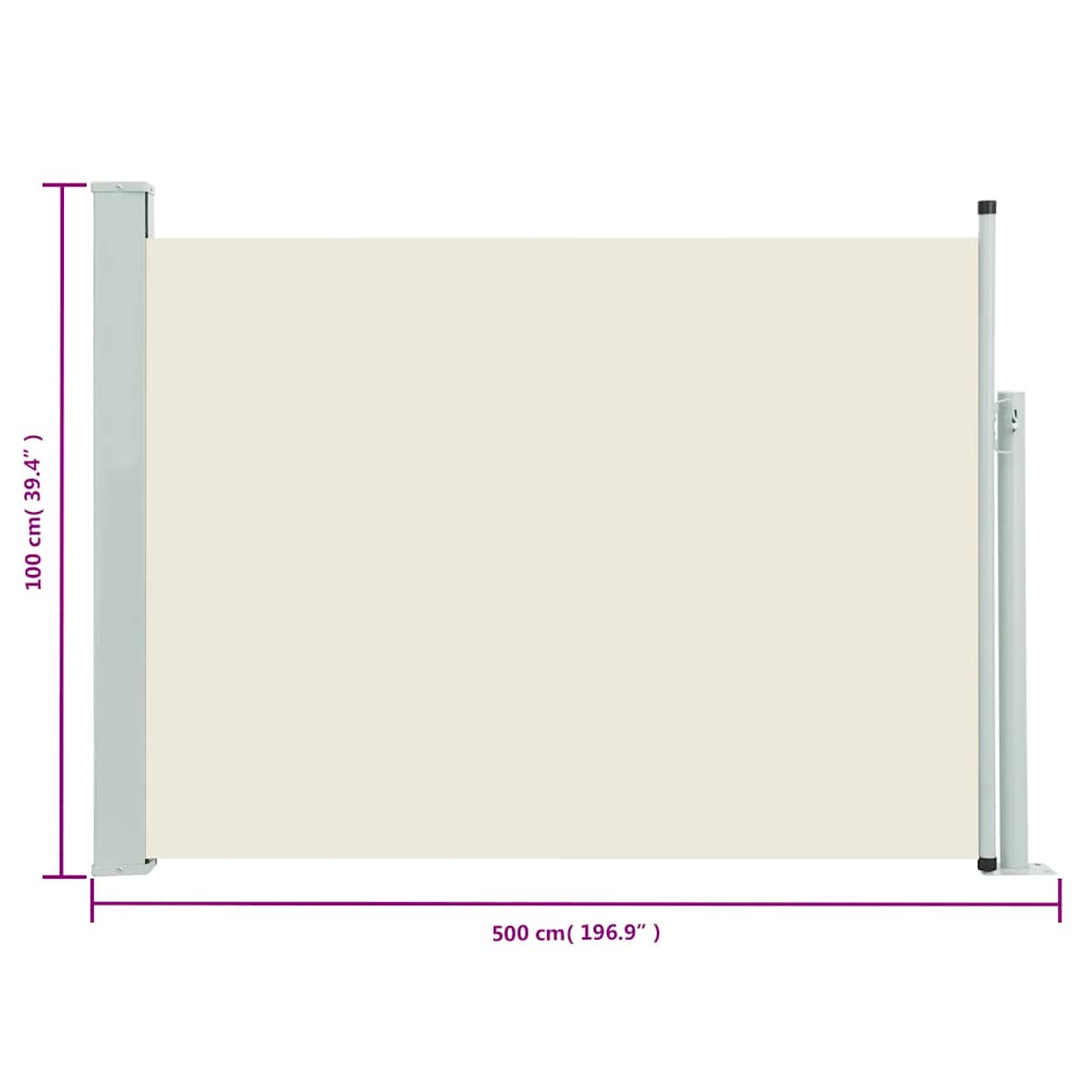 Tuinscherm uittrekbaar 100x500 cm crème