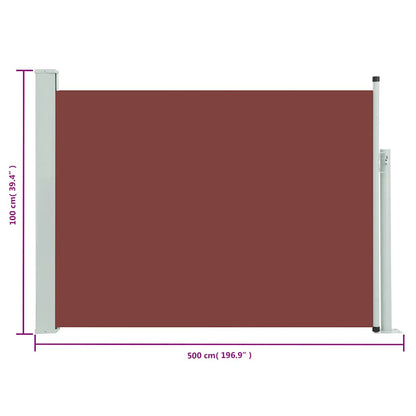 Tuinscherm uittrekbaar 100x500 cm bruin