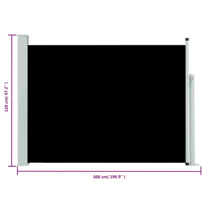 Tuinscherm uittrekbaar 120x500 cm zwart