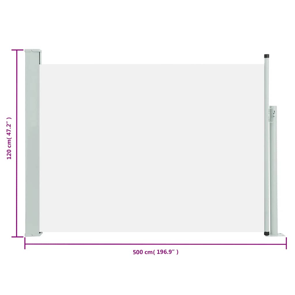 Tuinscherm uittrekbaar 120x500 cm crème