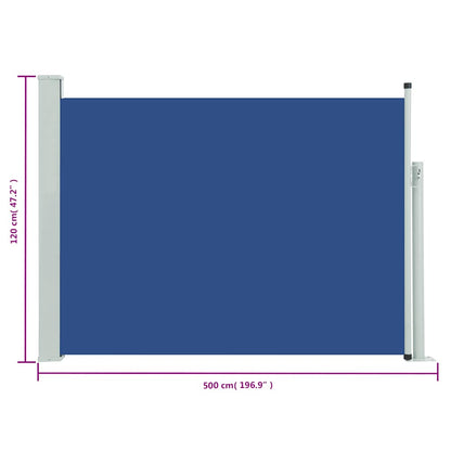 Tuinscherm uittrekbaar 120x500 cm blauw