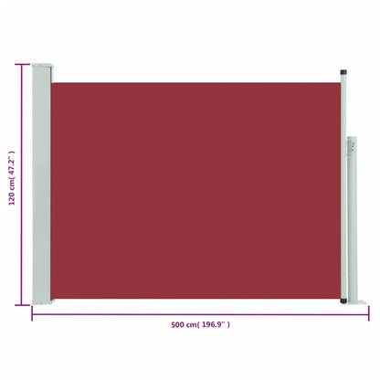 Tuinscherm uittrekbaar 120x500 cm rood