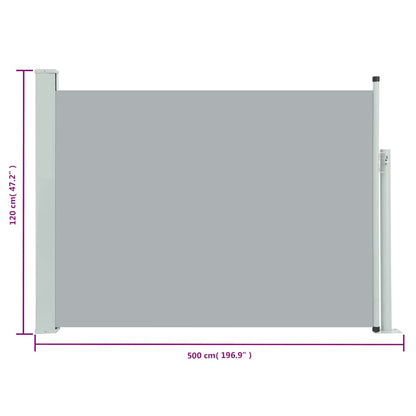 Tuinscherm uittrekbaar 120x500 cm grijs