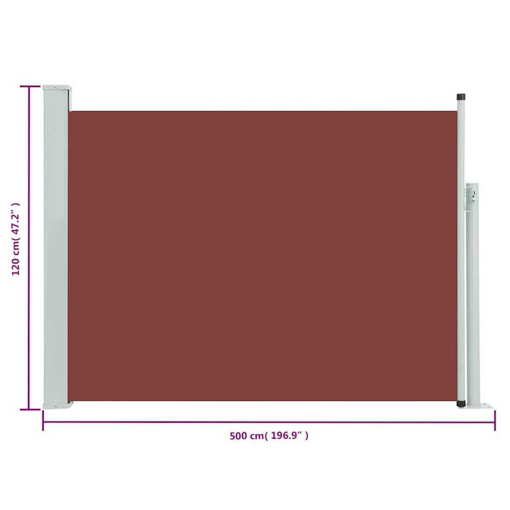 Tuinscherm uittrekbaar 120x500 cm bruin