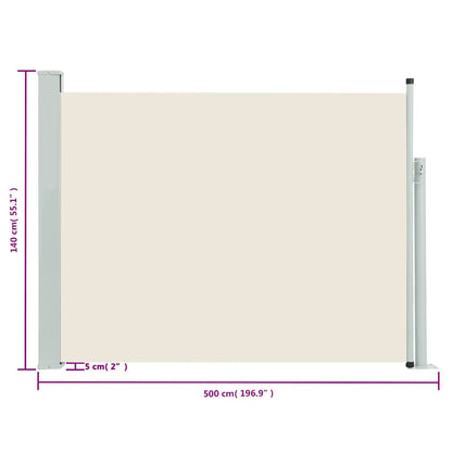 Tuinscherm uittrekbaar 140x500 cm crème
