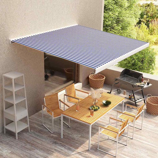 Luifeldoek 400x300 cm canvas blauw en wit