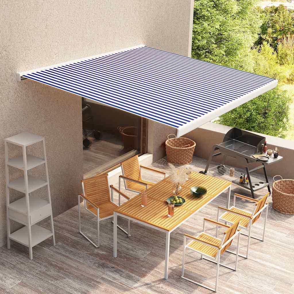 Luifeldoek 500x300 cm canvas blauw en wit