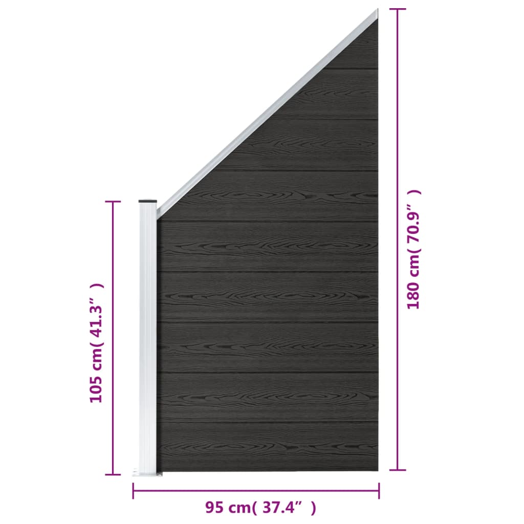Schuttingpaneel 95x(105-180) cm HKC grijs