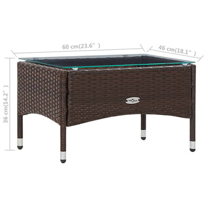 5-delige Loungeset met kussens poly rattan bruin