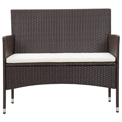 5-delige Loungeset met kussens poly rattan bruin