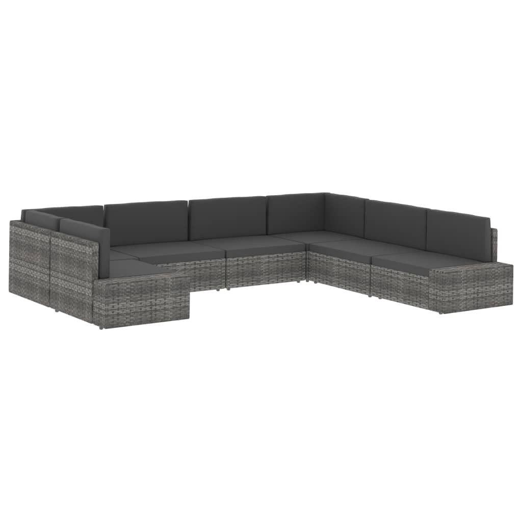 Tweezitsbank sectioneel poly rattan zwart
