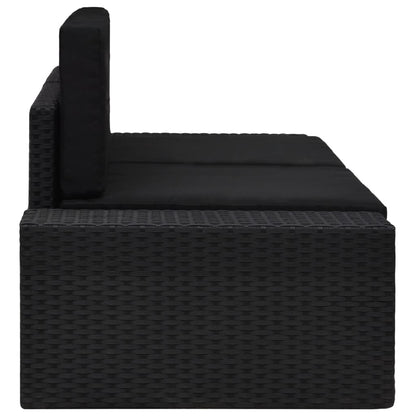 Tweezitsbank sectioneel poly rattan zwart