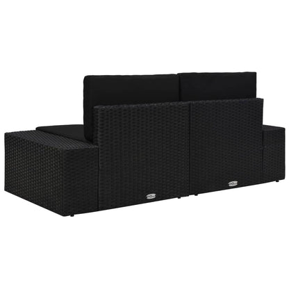 Tweezitsbank sectioneel poly rattan zwart